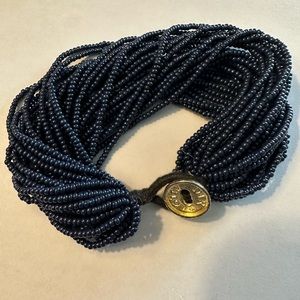 INK & ALLOY 30 STRAND BEADED BOHO BRACELET 8” NAVY. Condition is Pre-owned.